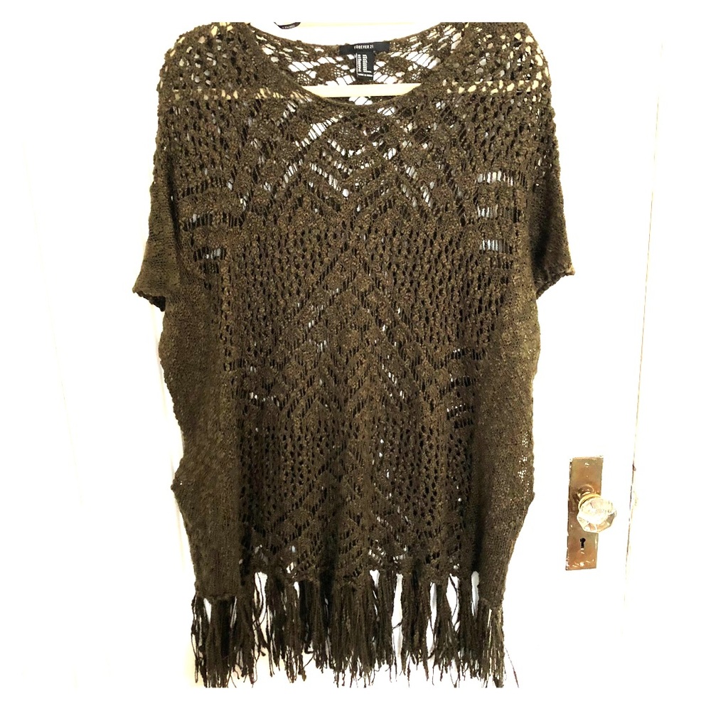 F21 Olive green poncho